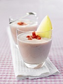 Strawberry and melon smoothie made with yoghurt