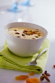 Chaudeau (a type of zabaglione) with dried fruit and nuts