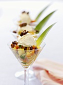 Asian fruit salad with ice cream