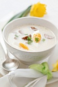 Horseradish soup with egg and sausage for Easter (Poland)