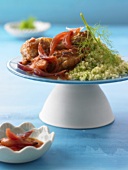 Chicken with shallot sauce and fennel couscous