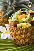 Fruit salad in hollowed-out pineapple