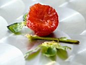 A partly eaten strawberry
