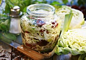 Pickled white cabbage with plums