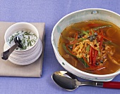 Pepper and cabbage soup with dill cream