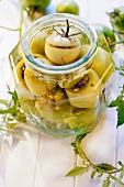 Pickled green tomatoes