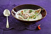 Coconut soup with red mullet fillets
