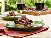 Roast beef sandwich and red wine