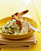 Lemon risotto with grilled king prawns