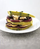 Pumpkin slices with shellfish