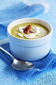 Leek soup with pancetta and sour cream