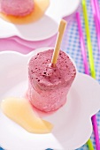 Home-made raspberry yoghurt ice cream