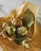 Walnuts with green shells