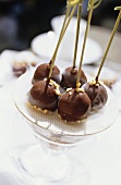 Chocolate truffles with hazelnuts