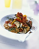 Grilled vegetables on risotto