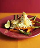 Redfish with spiced carrots and mashed potato
