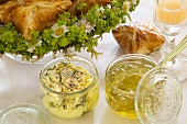 Pickled cheese, kiwi jelly, goat's cheese pasties (Easter brunch)