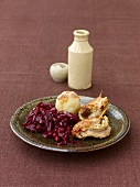 Pork fillet with chestnut stuffing and red cabbage