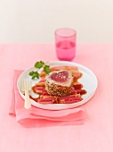 Fried tuna with stewed rhubarb