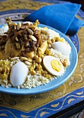 Couscous with chicken and boiled eggs (Morocco)