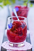 Strawberry sorbet in a glass