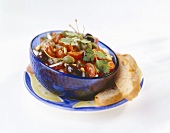 Tomato salad with capers and olives