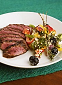 Lamb fillet with vegetables and feta cheese