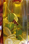 Herb grappa in a bottle (detail)