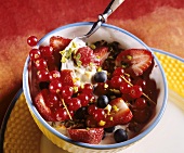 Quark with mixed berries and pistachios