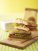 Salami sandwiches in flatbread