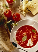 Tomato soup with cheese and cream