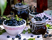 Bottled and fresh blueberries