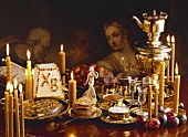 Table laid for Easter with samovar (Russia)