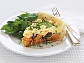 Vegetable pie with green salad