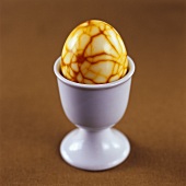 Marbled egg in an eggcup