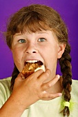 Girl eating carrot cake