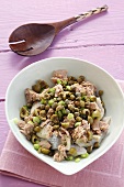 Herring with tuna, capers and spring onions