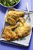 Chicken legs with cheese and thyme