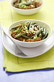 Pork with beans and spring onions