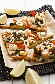 Slices of seafood pizza