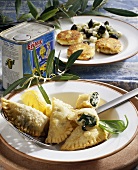 Spinach and feta pasties and potato cakes