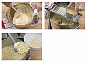 Making spaetzle (a type of noodle)