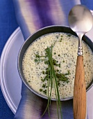 Foamy oatmeal soup with herbs