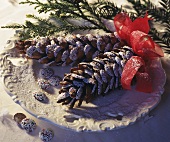 Fir cones with brown gems (table decoration)