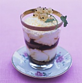 Tiramisu made with soft cheese in glass