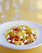 Fettuccine with tomato and mozzarella sauce