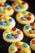 Biscuits with coloured chocolate beans