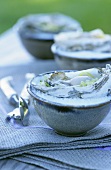 Oysters with leeks on sea salt
