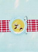 Leek and potato soup with pickled tomatoes