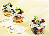 Trifle with berries and kiwis